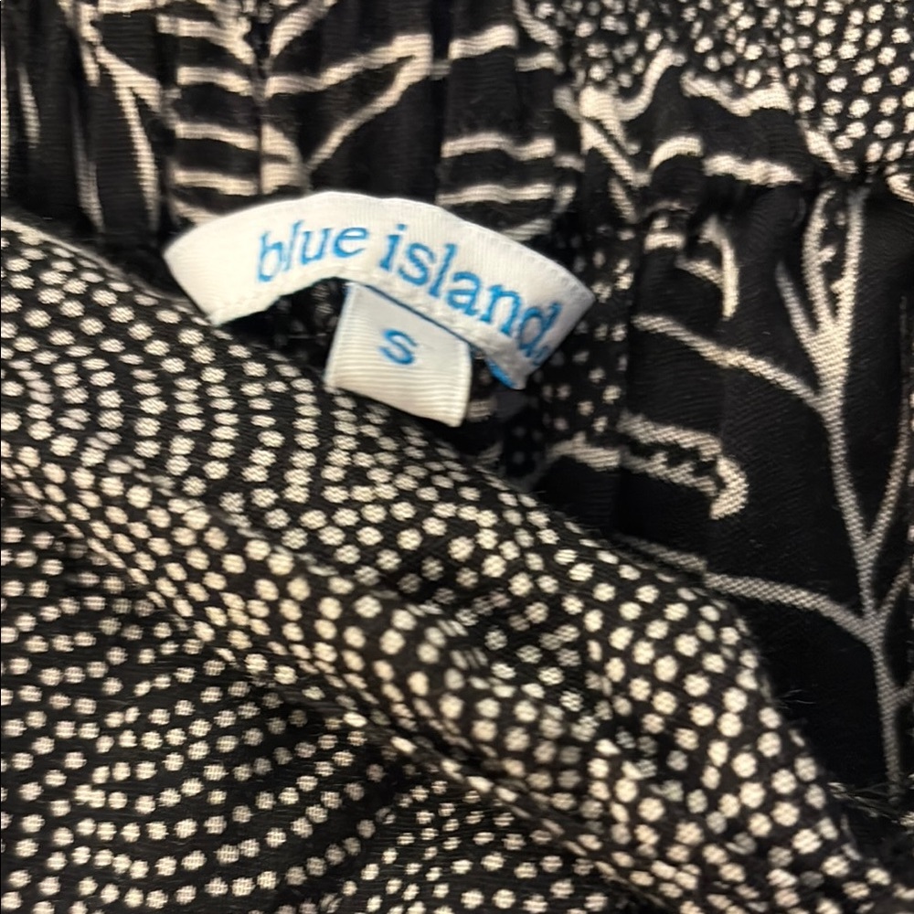 Blue Island Black and White Leaf Print Beach Pants - Picture 4 of 5